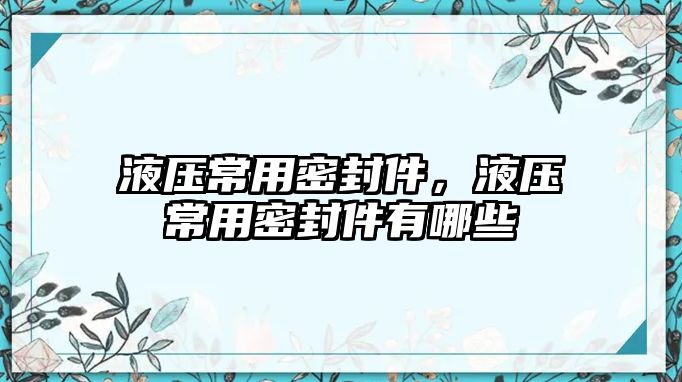 液壓常用密封件，液壓常用密封件有哪些