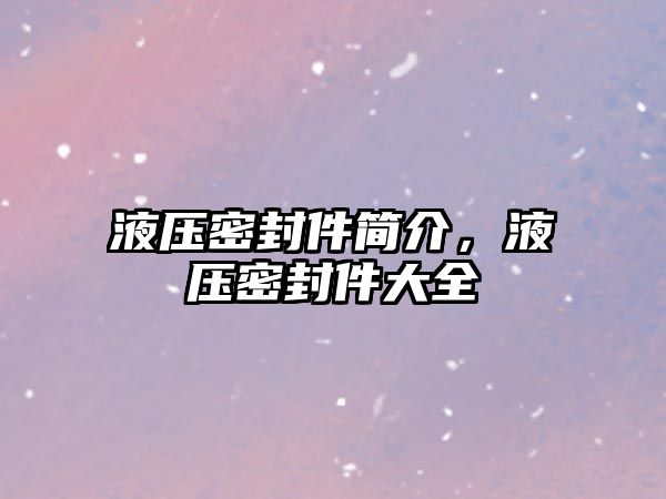 液壓密封件簡(jiǎn)介，液壓密封件大全