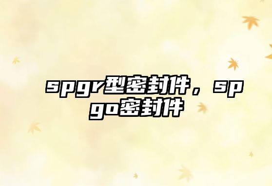 spgr型密封件，spgo密封件